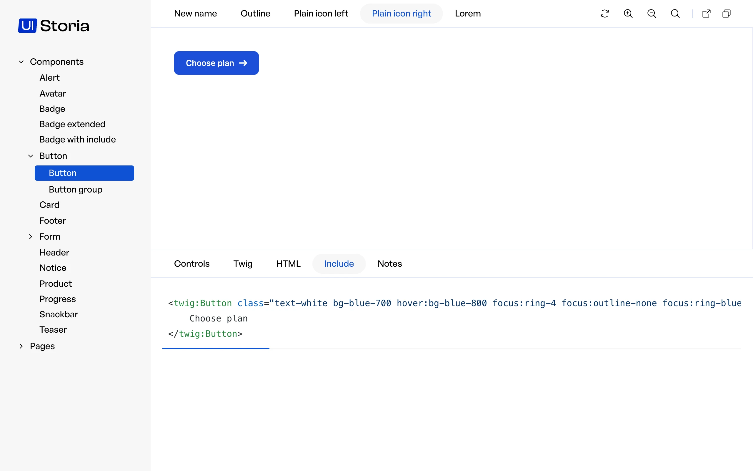 The Include tab, with the code to paste in a template